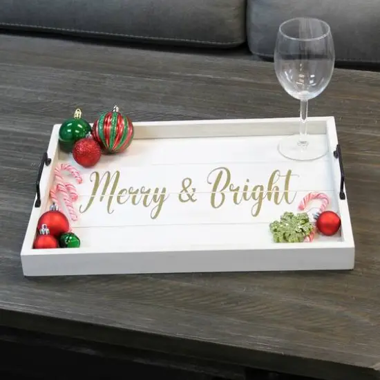 Elegant Designs&trade; 15.5" Merry & Bright Serving Tray with Handles {5}