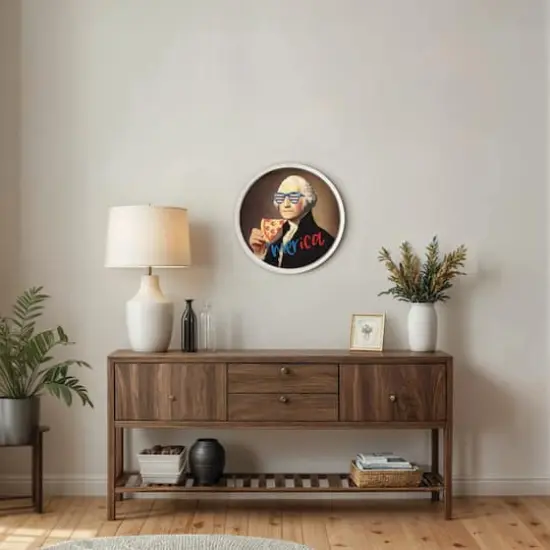 20" Round Pizza George Framed Print White {6}