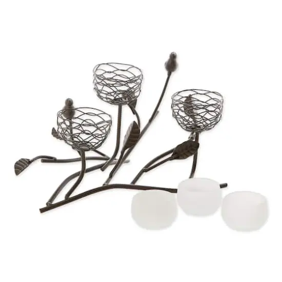11" Triple Tealight Birdies Candle Holder {6}
