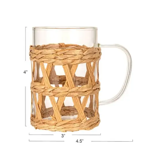 Hello Honey&reg; 10oz. Clear Glass Mugs with Natural Woven Sleeves, 12ct. {4}
