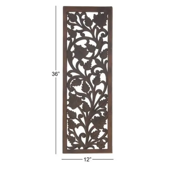 Brown Traditional Floral Mango Wood Wall D&eacute;cor {6}