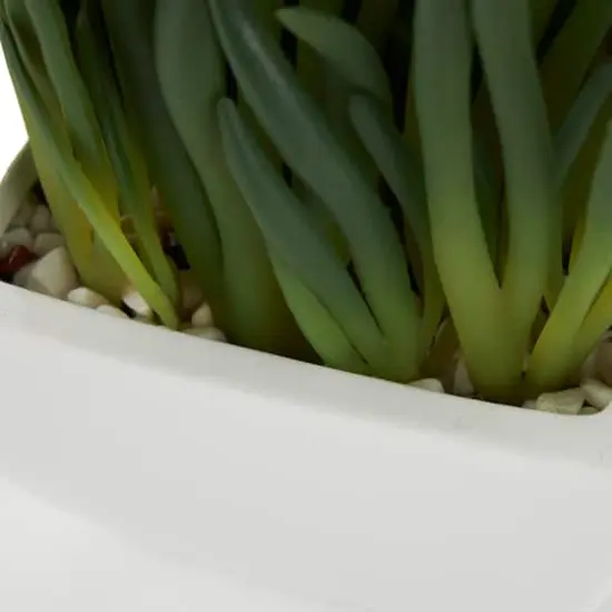 8" Green Foliage Artificial Plant with White Ceramic Pot {5}