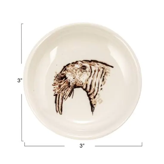 Hello Honey&reg; 3" Cream Round Stoneware Dish Set with Animal Prints {4}