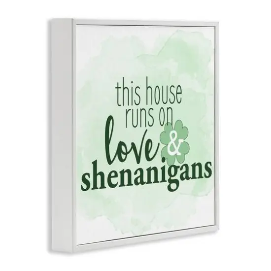 Stupell Industries Love & Shenanigans Family Shamrock Phrase Framed Giclee Art White {4}