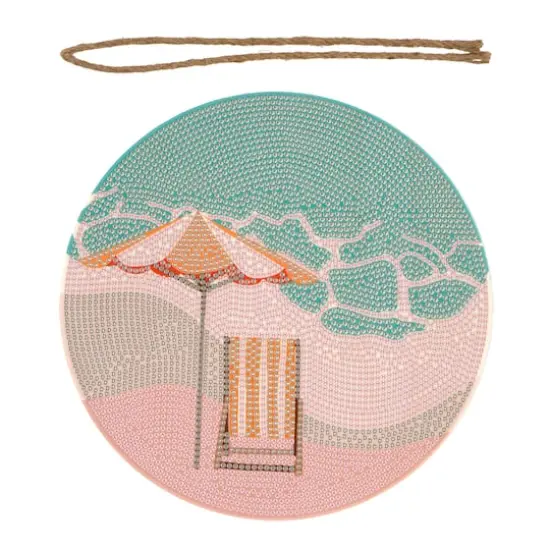 Beach Wood Plaque Diamond Art Kit by Make Market&reg; {3}