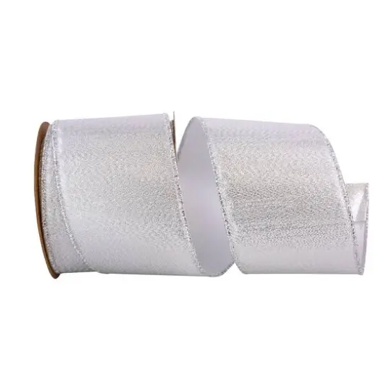 JAM Paper 2.5" x 10yd. Silver Lame Wired Edge Ribbon {1}