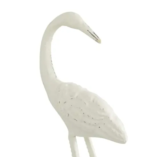 Set of 2 White Metal Coastal Bird Sculpture, 10", 12" {4}