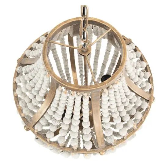 Hello Honey&reg; 27" Metal Chandelier With White Wooden Beads {8}