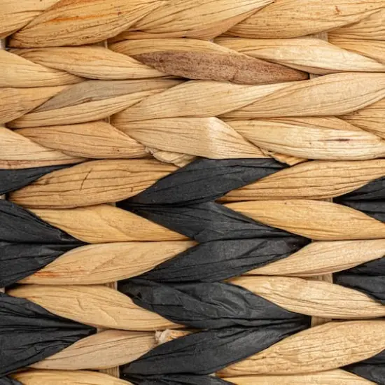 Household Essentials 11.75" Natural Water Hyacinth & Paper Basket with Black Stripes {5}