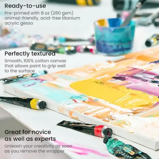 Arteza&reg; 8" x 10" White Stretched Canvases, 12ct. {6}