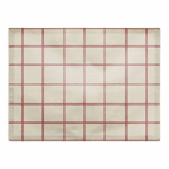 Red & Cream Check Cotton Twill Placemat {1}