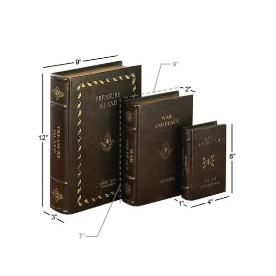 Brown Wooden Traditional Book Box Set {10}