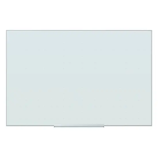 U Brands White 36" x 24" Frosted Frameless Ghost Grid Glass Dry Erase Board {1}