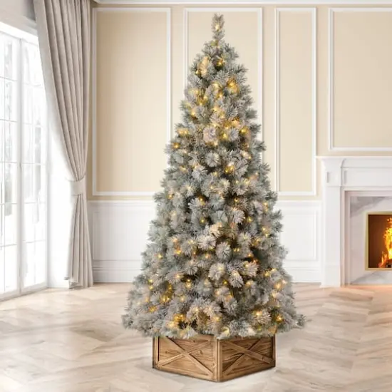 9ft. Pre-Lit Artificial Spruce Christmas Tree, Warm White LED Lights {3}
