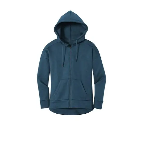 District&reg; Perfect Weight&reg; Women's Fleece Drop Shoulder Full-Zip Hoodie Heathered Poseidon Blue {1}
