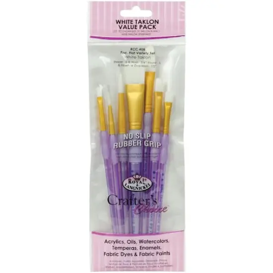 Royal & Langnickel&reg; Crafter's Choice&trade; White Taklon Flat Brush Variety Set {1}