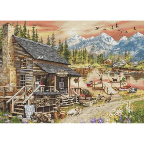 Luca-S Log Cabin General Store Counted Cross-Stitch Kit {1}