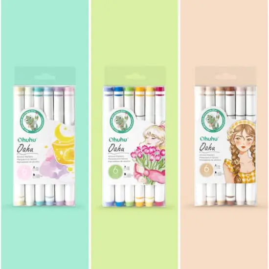 Ohuhu&reg; Oahu 6 Color Pastel Alcohol Marker Set {6}