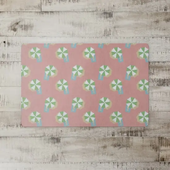 Umbrella Pattern Floor Mat Pink and Green {3}