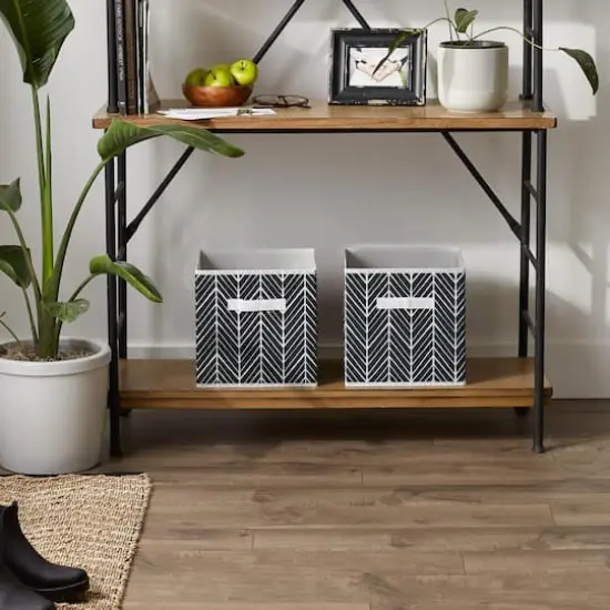 DII&reg; 11" Black Herringbone Storage Cube, 2ct. {11}