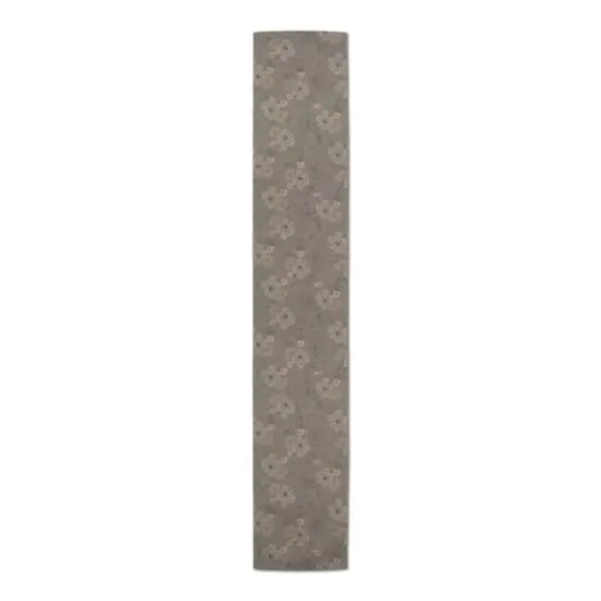 90" Multi Floral Cotton Twill Runner Brown {4}