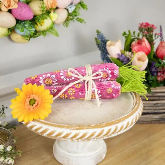 10.25" Floral Easter Carrot Decorations Set {3}