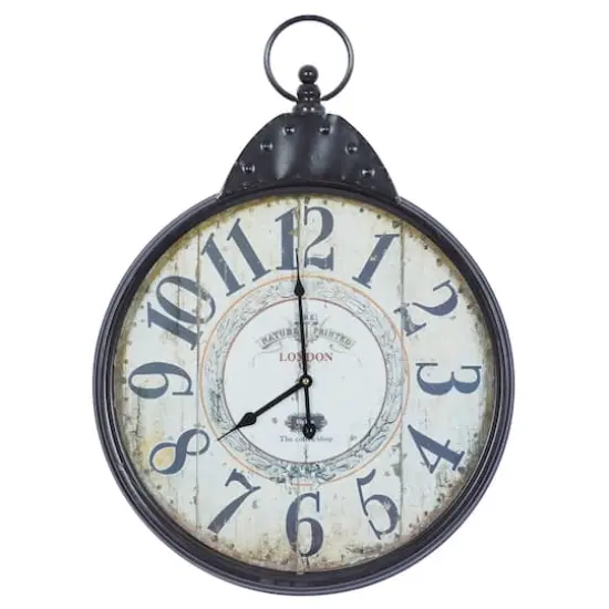 Black Vintage Metal Wall Clock {1}