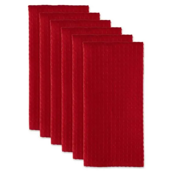 DII&reg; Red Recycled Cotton Waffle Dish Towels, 6ct. {4}