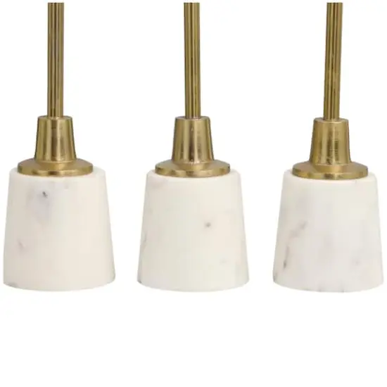 Gold Aluminum Slim Candle Holder with White Marble Base Set {5}