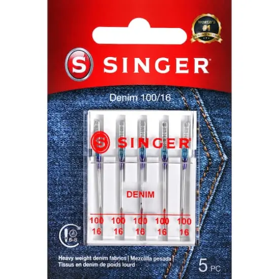 SINGER&reg; Size 100/16 Denim Sewing Machine Needles, 5ct. {1}
