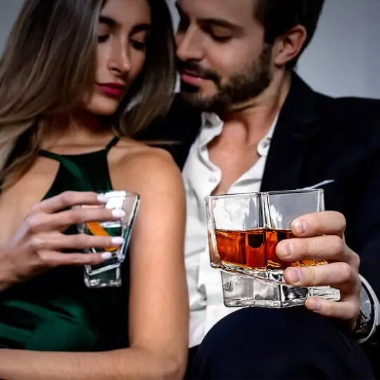 JoyJolt&reg; Carre Square Heavy Base Crystal Whiskey Glasses, 4ct. {6}