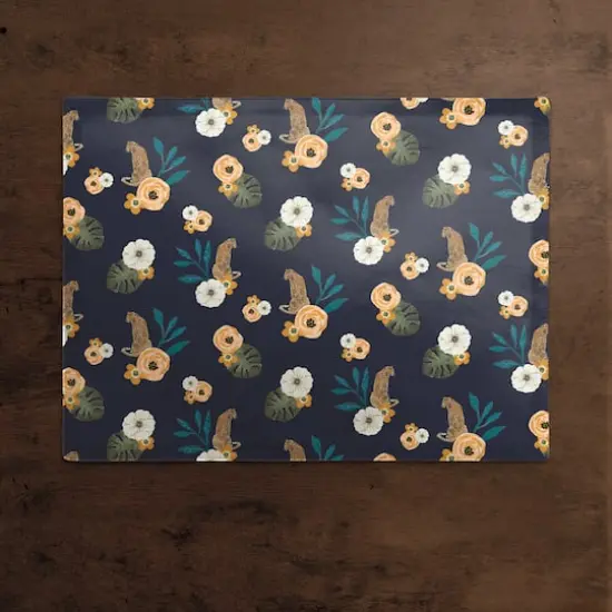 Tropical Jag Cotton Twill Placemat Navy {3}