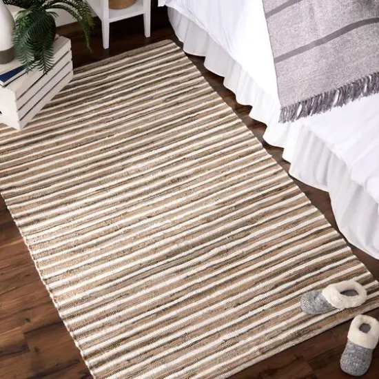 DII&reg; Slim Stripe Cotton Chindi Rug, 4ft. x 6ft. Taupe {4}