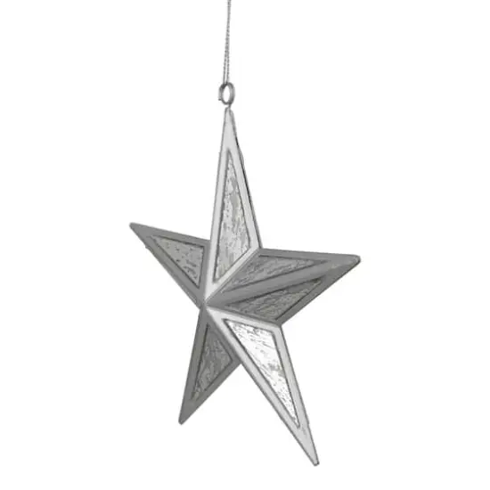 5.75" Silver Crackle Mirror Star Ornament {3}