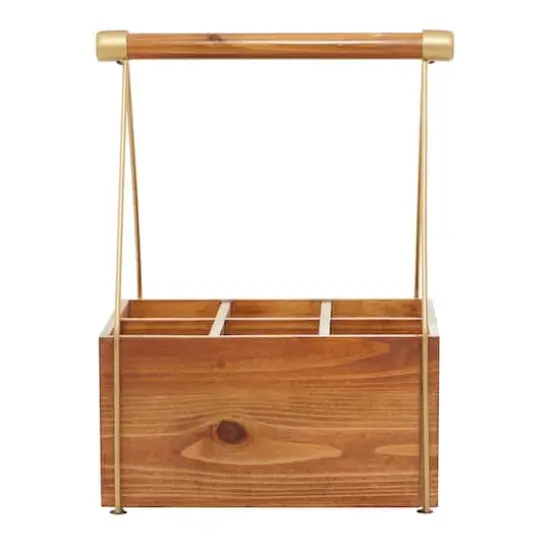 16" Brown Wood Modern Farmhouse Style Wine Rack {3}