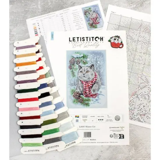 LetiStitch Winter Cat Counted Cross Stitch Kit {4}