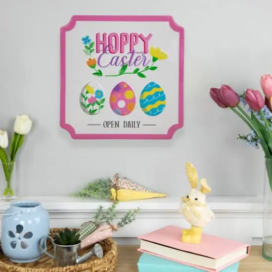 9.75" Hoppy Easter Open Daily Metal Wall Sign {3}