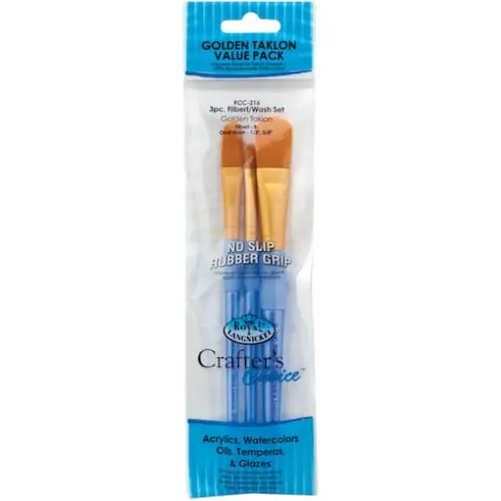 Royal & Langnickel&reg; Crafter's Choice&trade; Gold Taklon Filbert/Wash Brush Set {1}