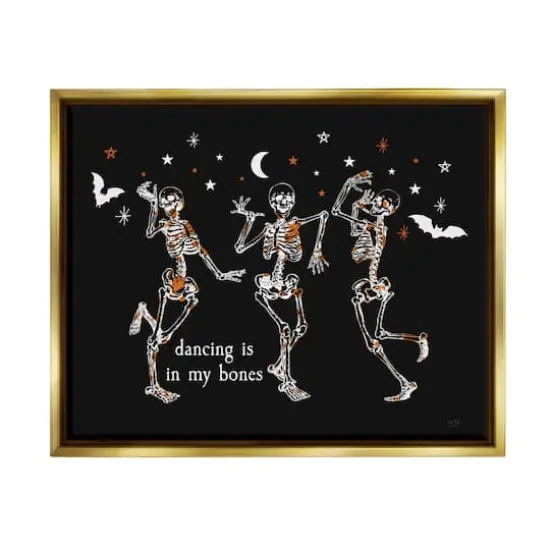 Stupell Industries Dancing In My Bones Skeletons Framed Floater Canvas Wall Art {1}