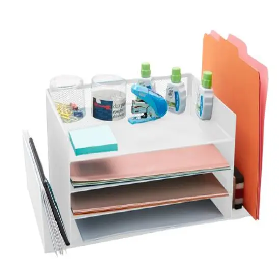 Mind Reader 6-Compartment Desk Organizer White {7}