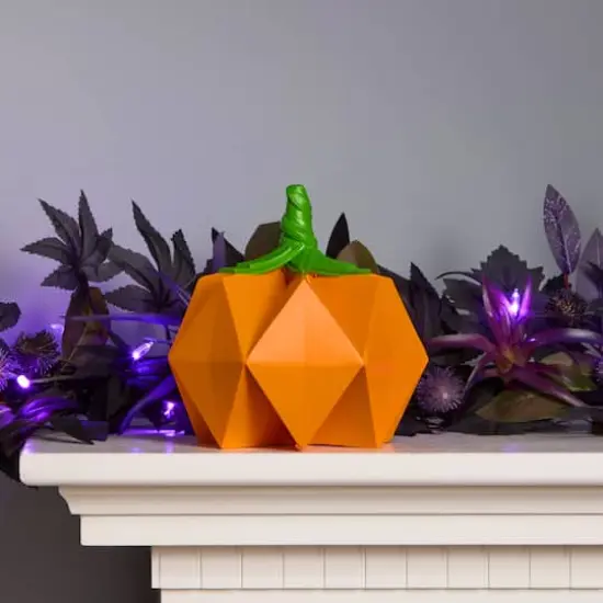 6" Orange Origami Pumpkin Tabletop Figurine {3}