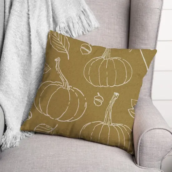 Mustard Yellow Fall Pattern Throw Pillow {4}