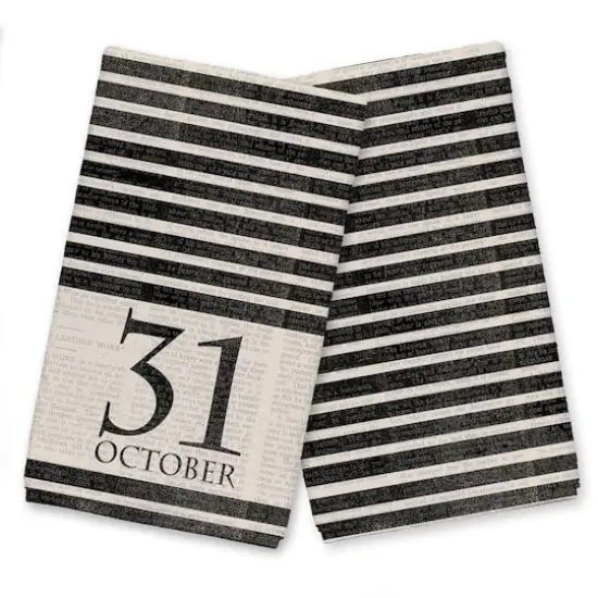 Halloween Date Newspaper Distressed Tea Towel Set {1}