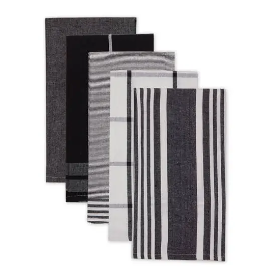 DII&reg; Classic Oversized Woven Dishtowels Set Black {5}