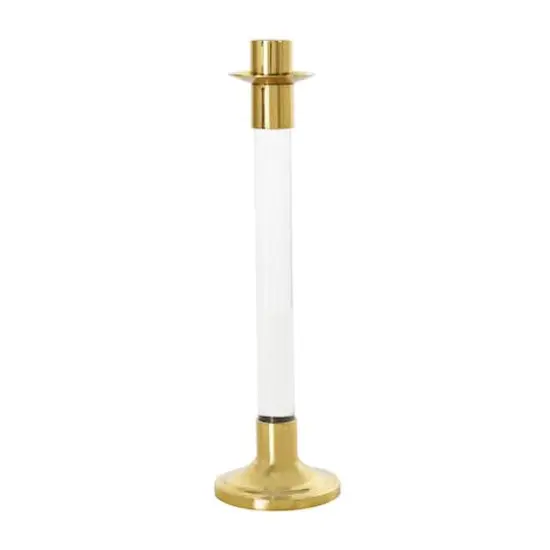 Gold Stainless Steel Candle Holder with Clear Glass Center Set {5}