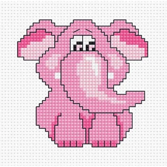 Luca-s Pink Elephant Counted Cross Stitch Kit {1}