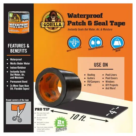 Gorilla&reg; Waterproof Patch & Seal Tape Black {3}