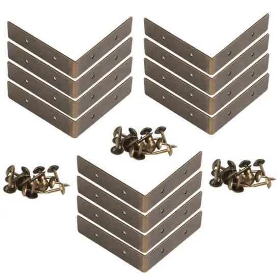 Dritz Home&reg; Small Antique Brass Campaign Textured Right Angles, 4ct. {9}