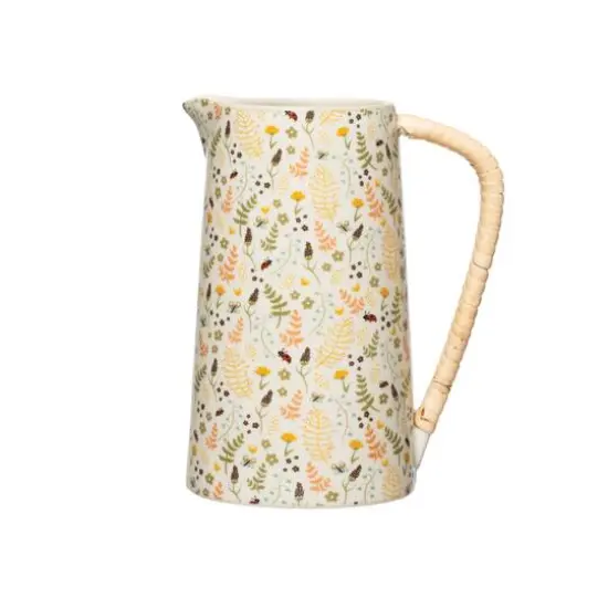 Hello Honey&reg; 6.75" Stoneware Pitcher with Rattan Wrapped Handle {1}