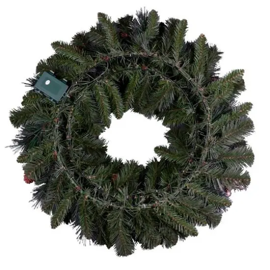 24" Crestwood&reg; Clear Lights Pre-Lit Gold Spruce Wreath {5}